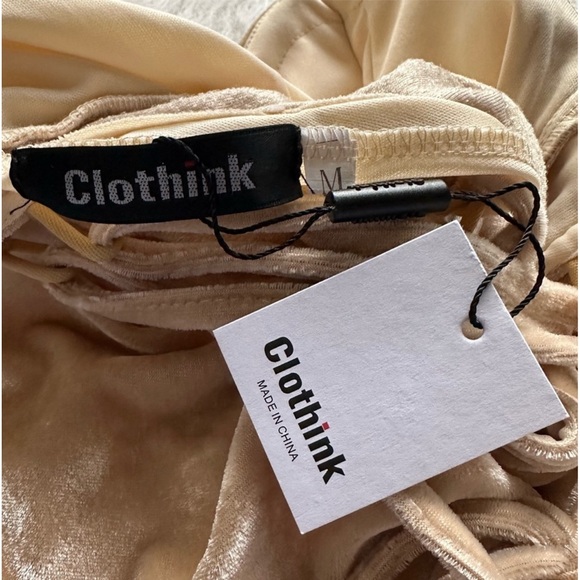 NWT Velvet nude tan bodysuit that snaps and ties up like corset in back Clothink - Picture 4 of 11